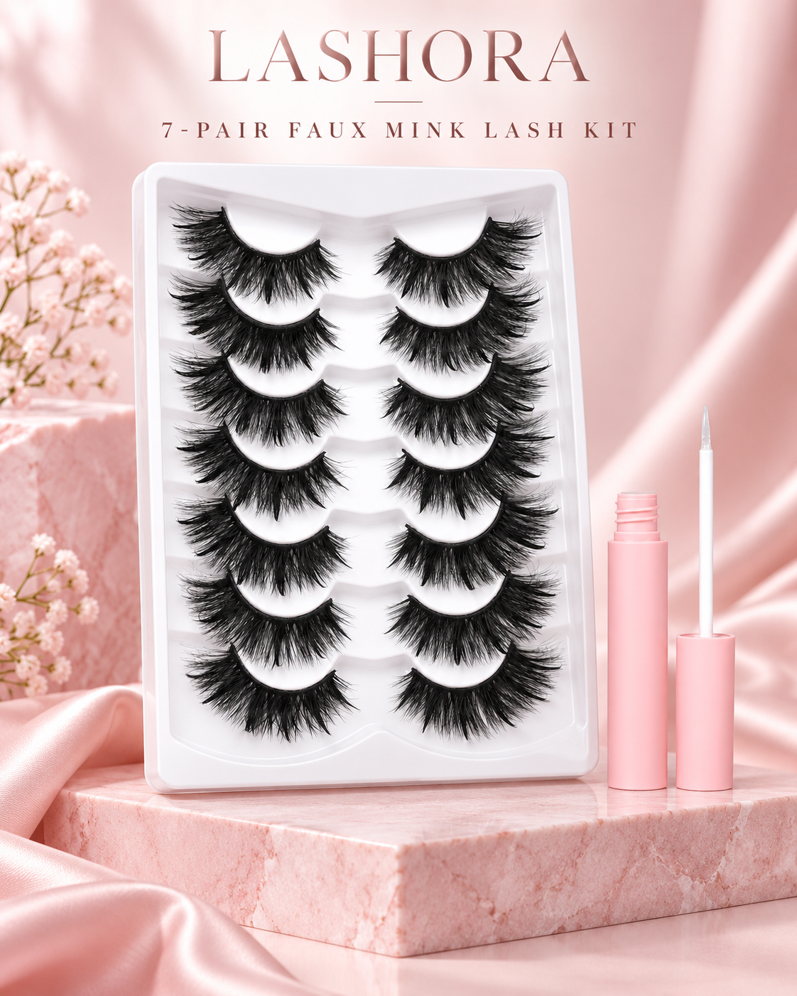 Lashora™ 7-Pair Faux Mink Lash Kit