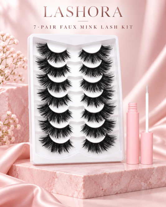 Lashora™ 7-Pair Faux Mink Lash Kit